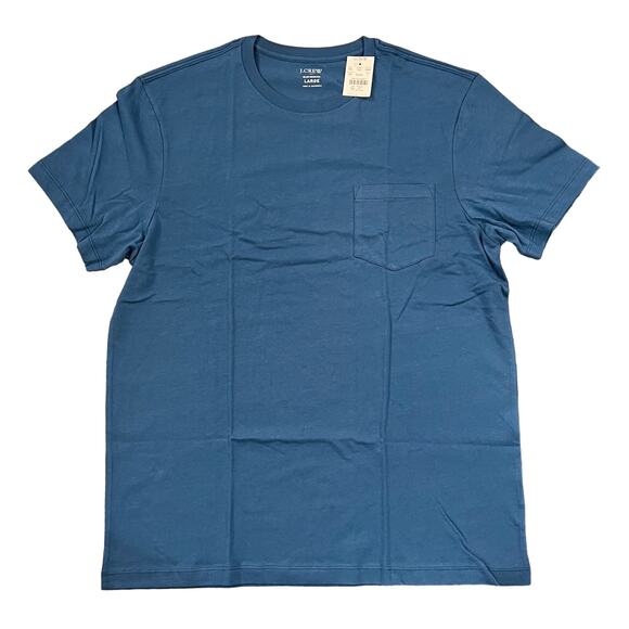 NWT J. Crew Deep Blue Washed Jersey Crewneck Pocket Tee - Picture 2 of 9